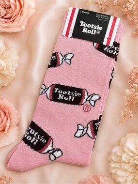 Tootsie Roll Pink Candy Print Socks